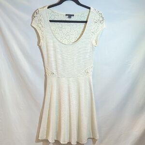 American Eagle Outfitters Cream Lace Mini Dress Juniors S/P Y2K